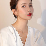 925 Sterling Silver CZ Bow Pendant Necklace For Women