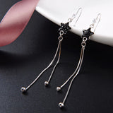 Sterling Silver CZ Tassel Ears Jacket Dangle Drop Earrings