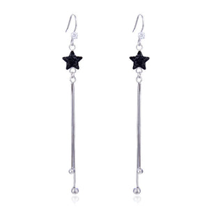 Sterling Silver CZ Tassel Ears Jacket Dangle Drop Earrings