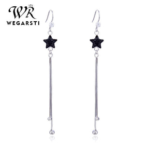 Sterling Silver CZ Tassel Ears Jacket Dangle Drop Earrings