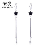Sterling Silver CZ Tassel Ears Jacket Dangle Drop Earrings