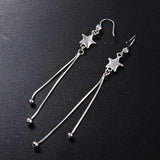 Sterling Silver CZ Tassel Ears Jacket Dangle Drop Earrings