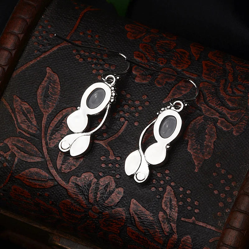 Vintage 100% Silver Moonstone Drop Earrings For Women
