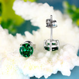 Vintage Green Tourmaline Gemstone Earrings Silver Jewelry Stud