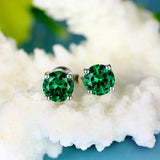 Vintage Green Tourmaline Gemstone Earrings Silver Jewelry Stud