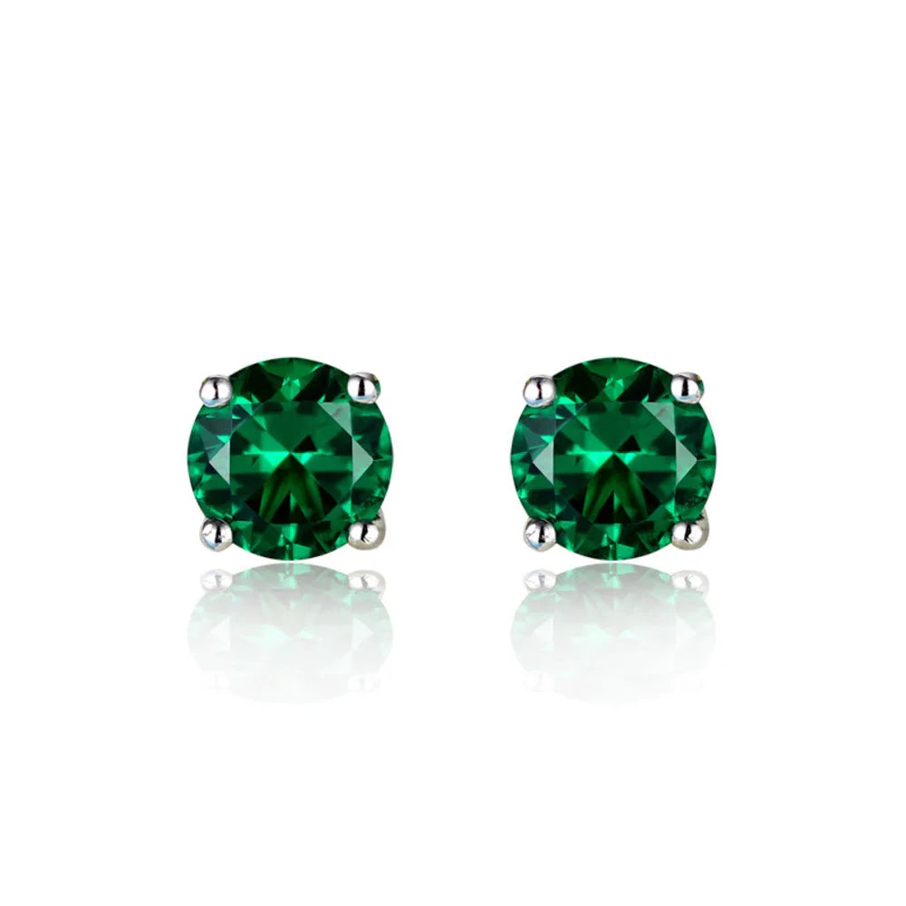 Vintage Green Tourmaline Gemstone Earrings Silver Jewelry Stud