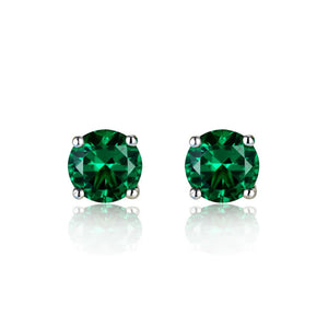 Vintage Green Tourmaline Gemstone Earrings Silver Jewelry Stud