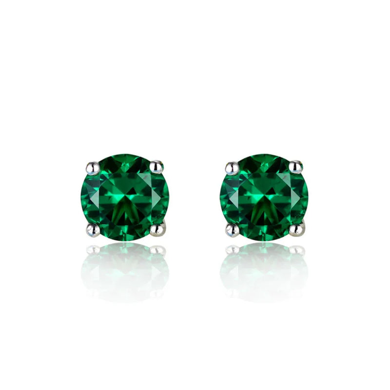 Vintage Green Tourmaline Gemstone Earrings Silver Jewelry Stud