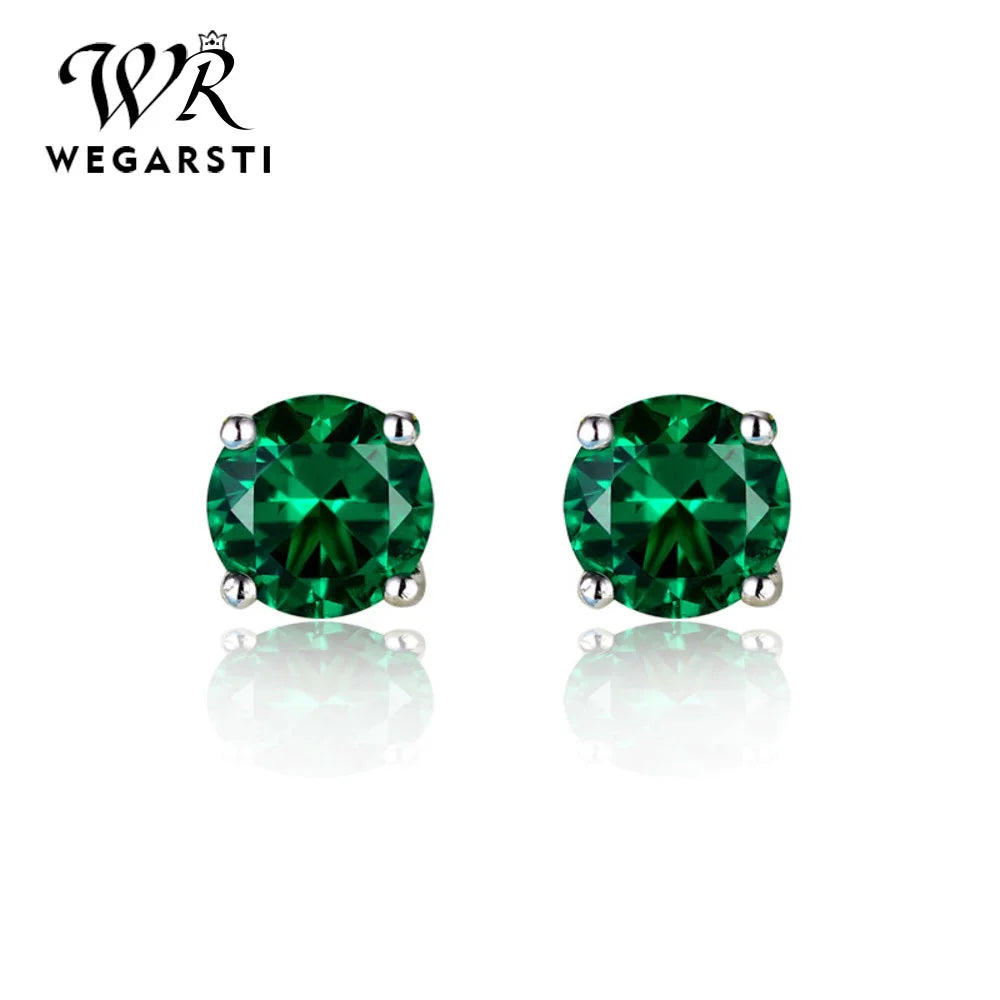Vintage Green Tourmaline Gemstone Earrings Silver Jewelry Stud