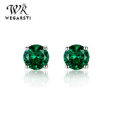 Vintage Green Tourmaline Gemstone Earrings Silver Jewelry Stud