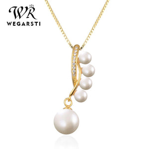 Vintage Water Pearl Pendant 925 Sterling Silver Necklace Women Fine Jewellery