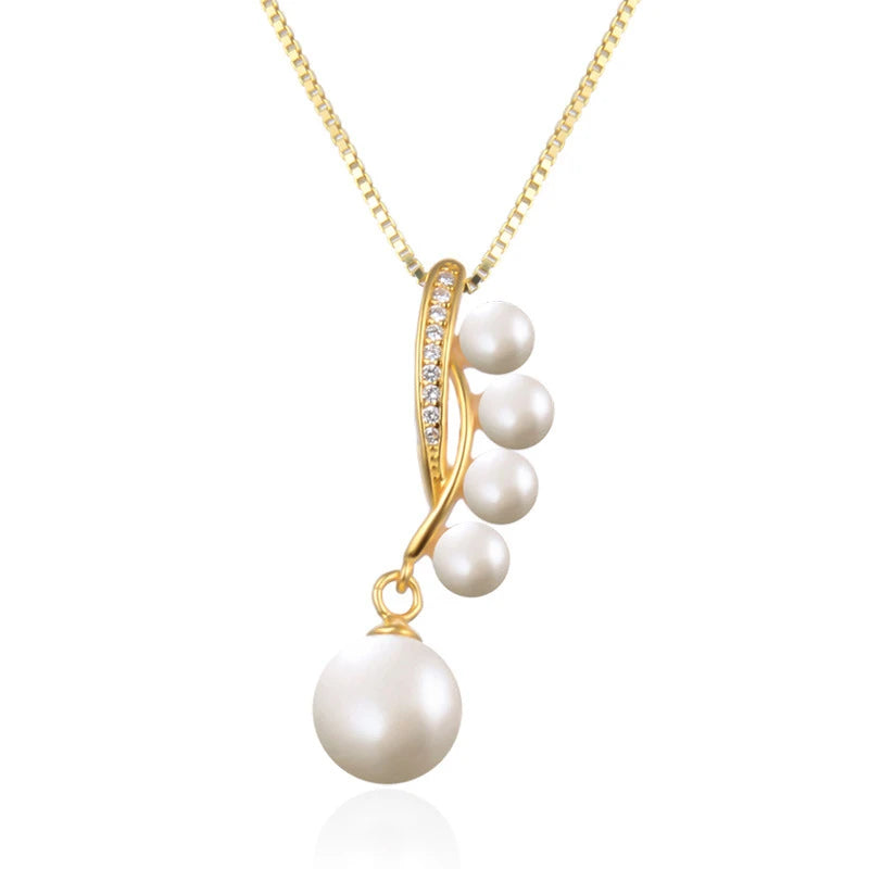 Vintage Water Pearl Pendant 925 Sterling Silver Necklace Women Fine Jewellery