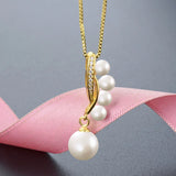 Vintage Water Pearl Pendant 925 Sterling Silver Necklace Women Fine Jewellery