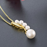 Vintage Water Pearl Pendant 925 Sterling Silver Necklace Women Fine Jewellery