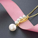 Vintage Water Pearl Pendant 925 Sterling Silver Necklace Women Fine Jewellery