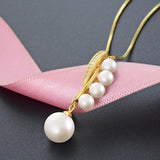 Vintage Water Pearl Pendant 925 Sterling Silver Necklace Women Fine Jewellery