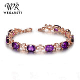 WEIGARSTI 925 Silver Bangles Purple Zircon Crystal Women Jewelry