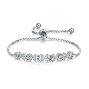 CZ Crystal Adjustable Flower Bracelet for Women