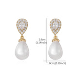 CZ & Shell Pearl Drop Earrings for Wedding
