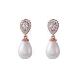 CZ & Shell Pearl Drop Earrings for Wedding