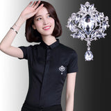 Large Crystal Teardrop Brooch Pins for Women