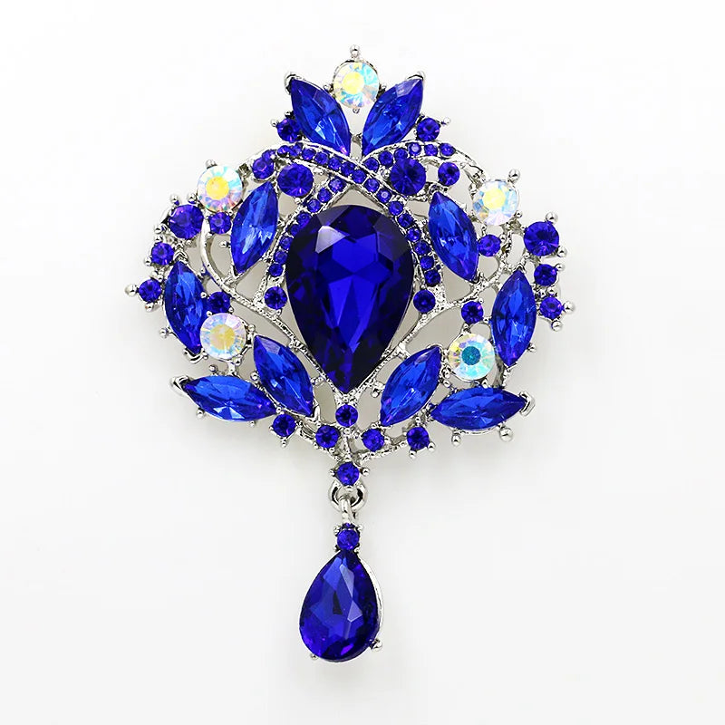 Large Crystal Teardrop Brooch Pins for Women
