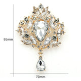 Large Crystal Teardrop Brooch Pins for Women