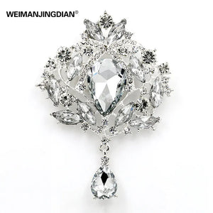 Large Crystal Teardrop Brooch Pins for Women