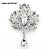 Large Crystal Teardrop Brooch Pins for Women