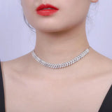 Marquise Leaf CZ Tennis Choker Necklace for Women