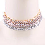 Marquise Leaf CZ Tennis Choker Necklace for Women