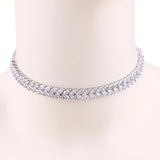 Marquise Leaf CZ Tennis Choker Necklace for Women