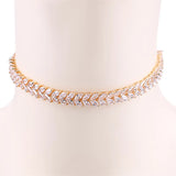 Marquise Leaf CZ Tennis Choker Necklace for Women