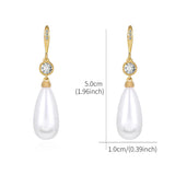 Teardrop Shell Pearl Bridal CZ Drop Earrings