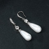 Teardrop Shell Pearl Bridal CZ Drop Earrings