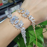 Icy CZ Plant Shape Bridal Wedding Bracelet