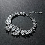 Icy CZ Plant Shape Bridal Wedding Bracelet