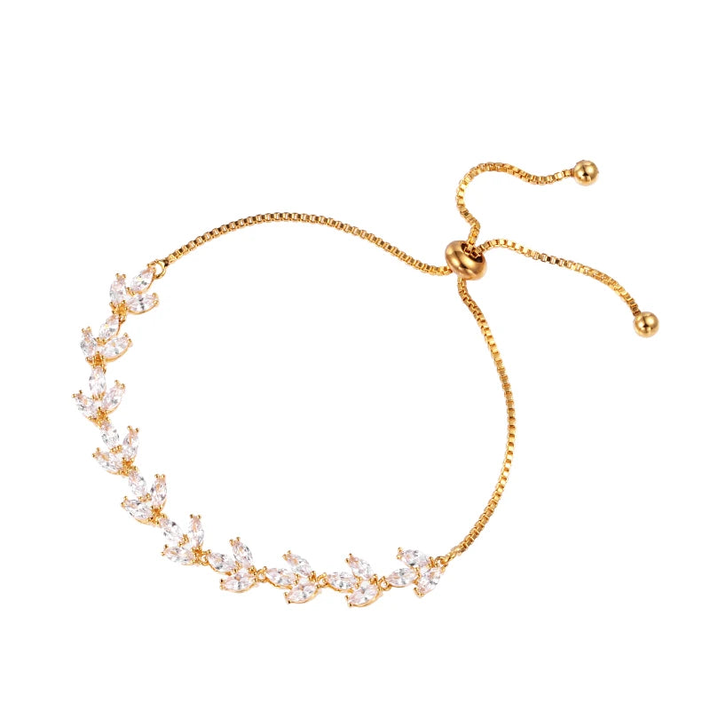 Marquise Leaf CZ Adjustable Bracelet for Women