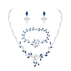 Dainty Wedding Jewelry Set - Necklace, Bracelet, Earrings