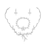 Dainty Wedding Jewelry Set - Necklace, Bracelet, Earrings
