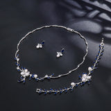 Dainty Wedding Jewelry Set - Necklace, Bracelet, Earrings