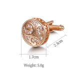 Art Deco Round CZ Crystal CuffLink for Men