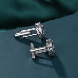 Art Deco Round CZ Crystal CuffLink for Men