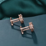 Art Deco Round CZ Crystal CuffLink for Men
