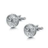 Art Deco Round CZ Crystal CuffLink for Men