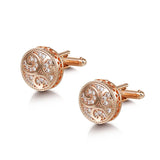 Art Deco Round CZ Crystal CuffLink for Men