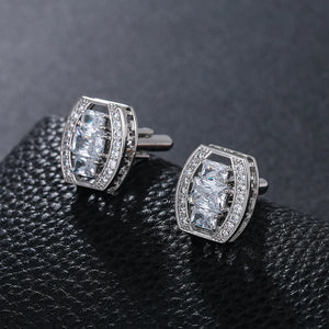 Rose CZ Oval CuffLinks for Men