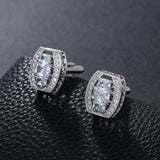 Rose CZ Oval CuffLinks for Men