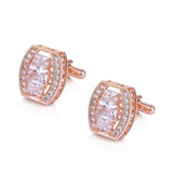Rose CZ Oval CuffLinks for Men