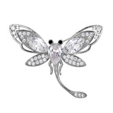 Plated CZ Crystal Dragonfly Brooch Pin Jewelry